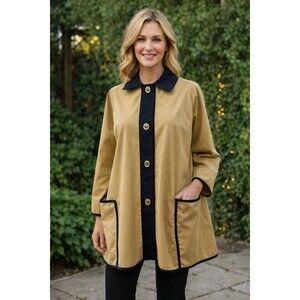 Vintage Weatherbee Fashion Original Trench Car Coat Water Repellant Medium Khaki